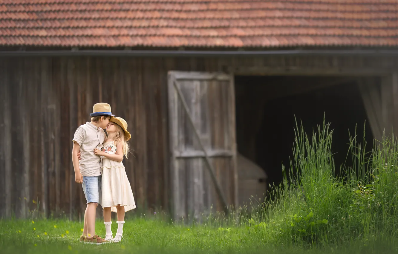 Photo wallpaper children, boy, friendship, girl