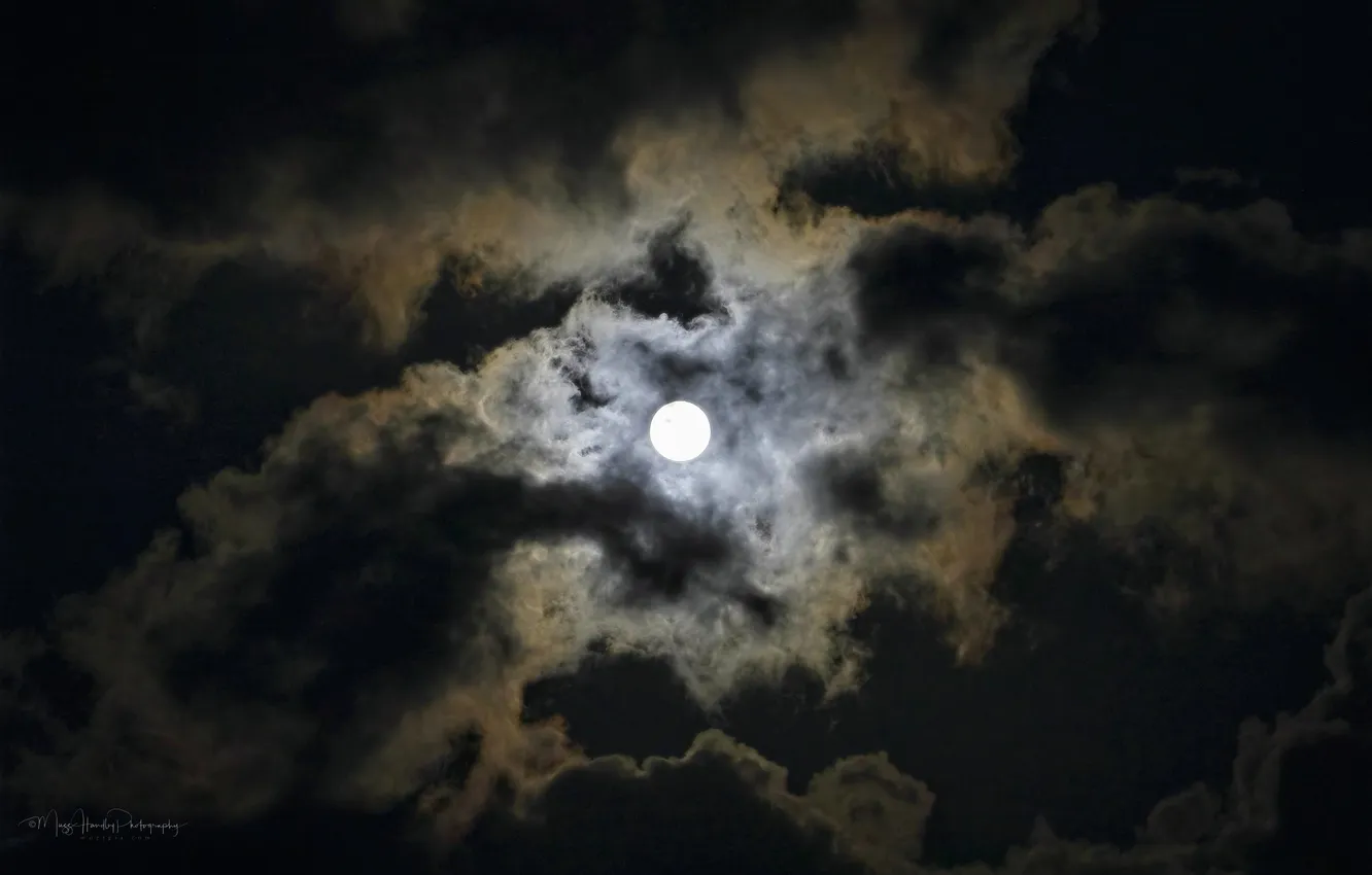 Photo wallpaper the sky, clouds, night, the moon, the night sky