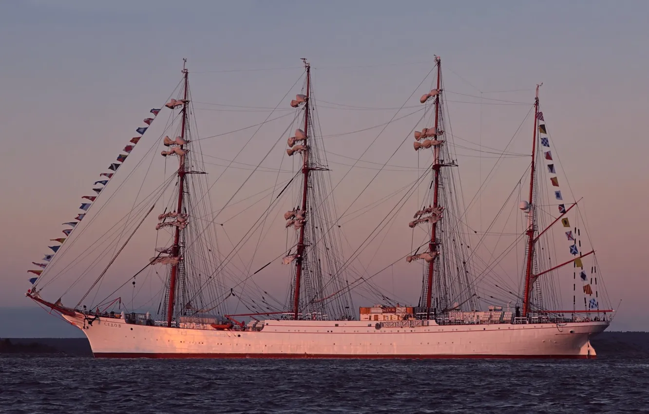 Photo wallpaper sailboat, the evening, RAID, Sedov