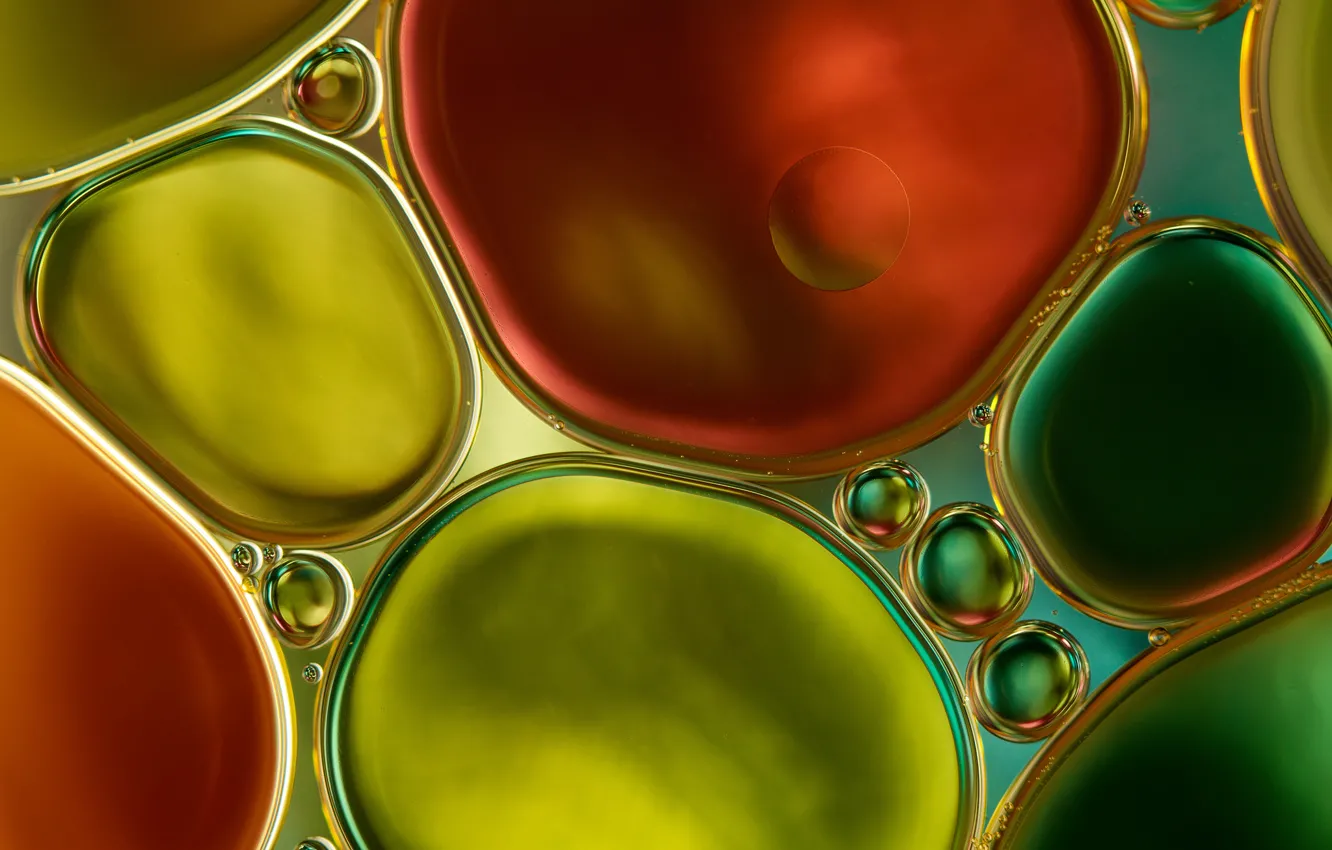 Photo wallpaper water, bubbles, color, oil, liquid, the air, the volume, uruski