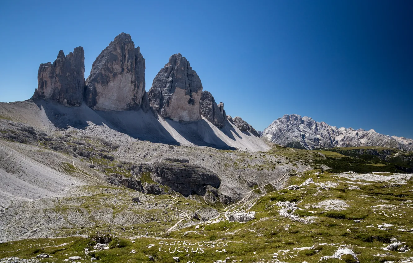 Photo wallpaper mountains, Italy, Tre Cime di Lavaredo