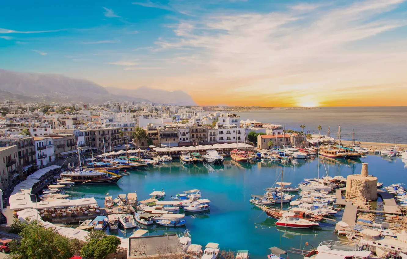 Photo wallpaper sea, yacht, Cyprus