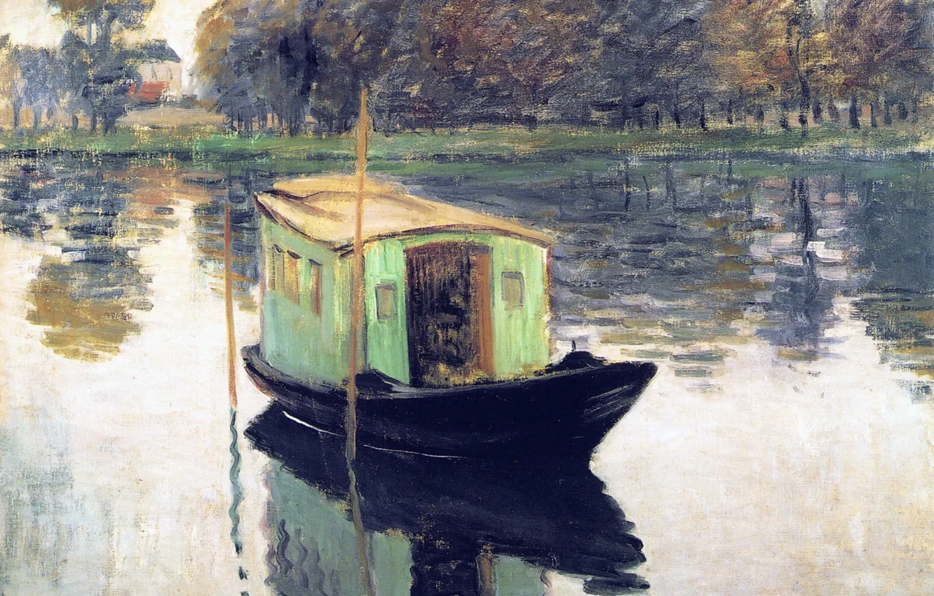 Photo wallpaper landscape, picture, Claude Monet, The Studio Boat