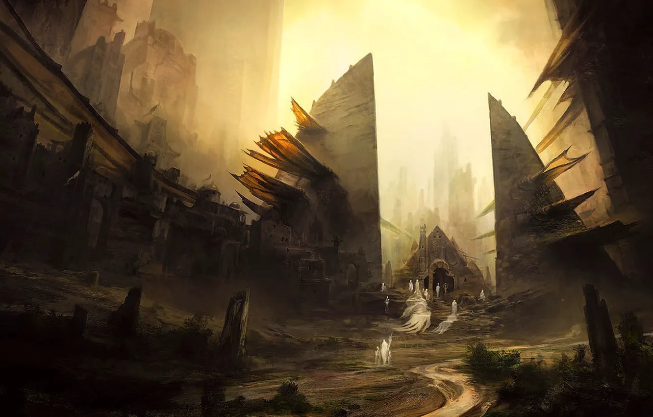 Photo wallpaper road, figure, gate