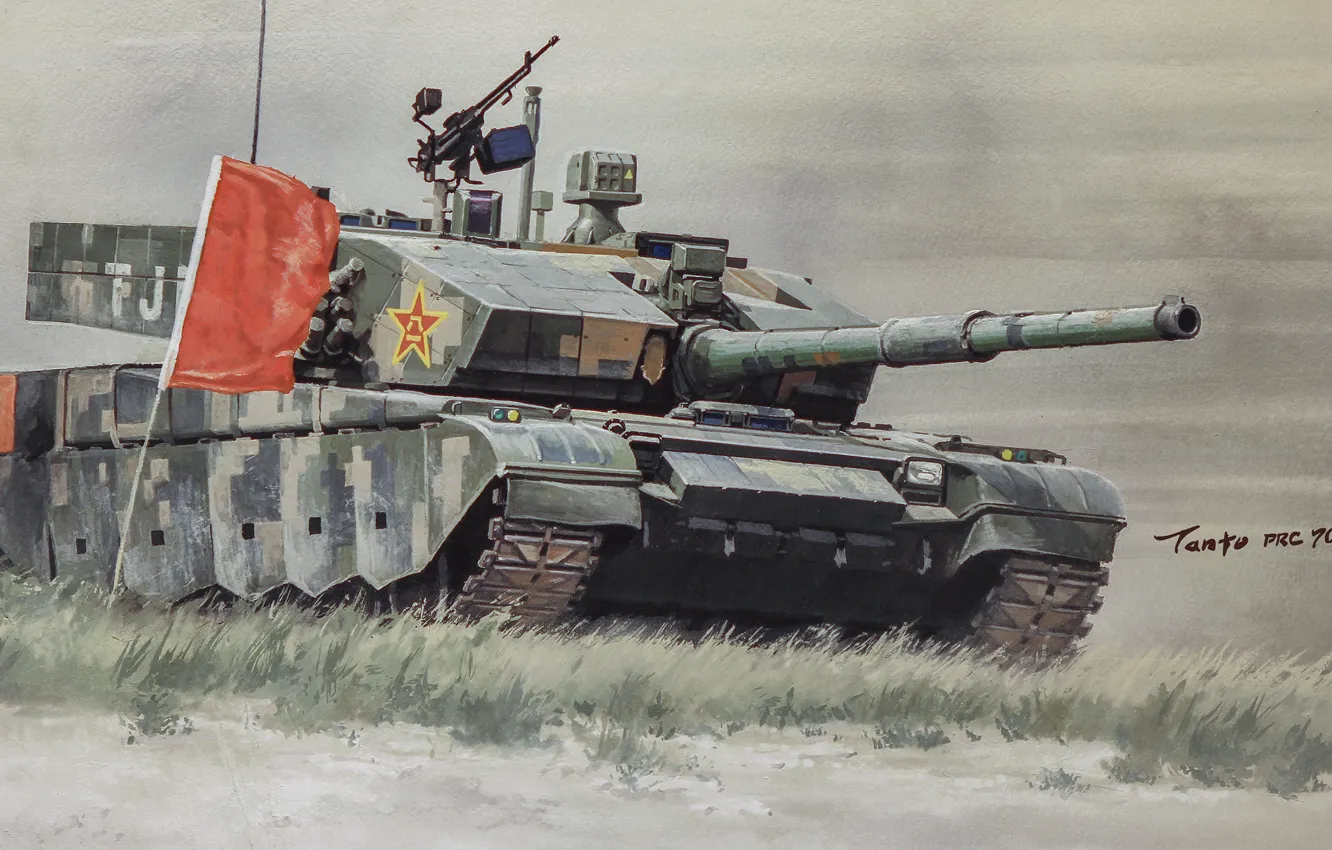 Photo wallpaper armor, flag, weapons, tank, chinese, ztz-99