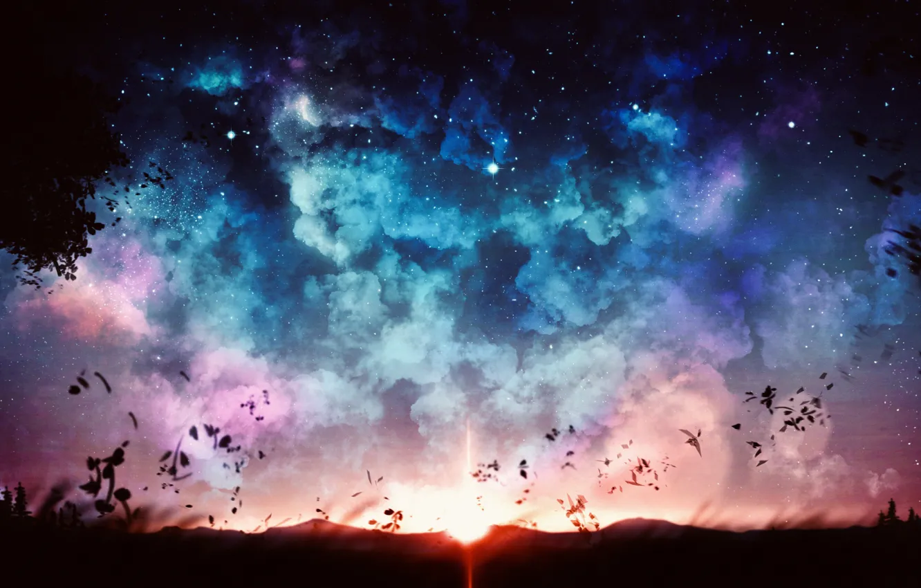 Photo wallpaper the sky, sunset, nature