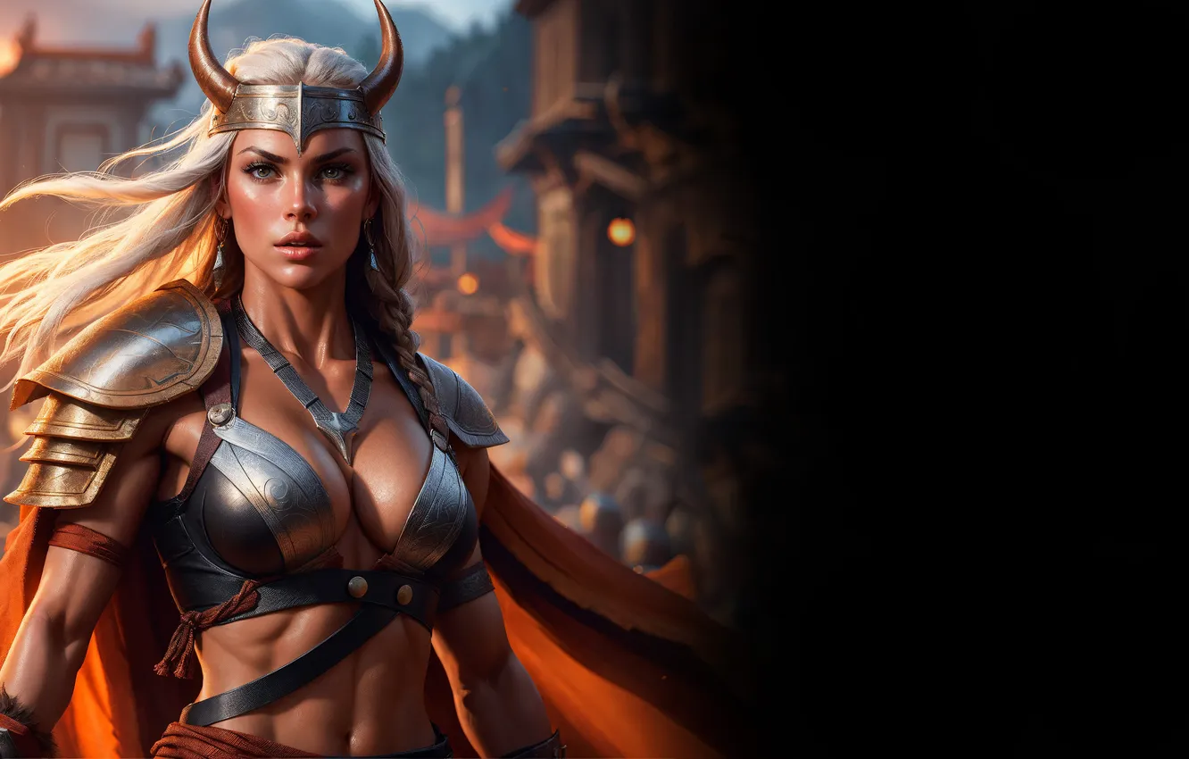 Photo wallpaper girl, Valkyrie, 3D graphics