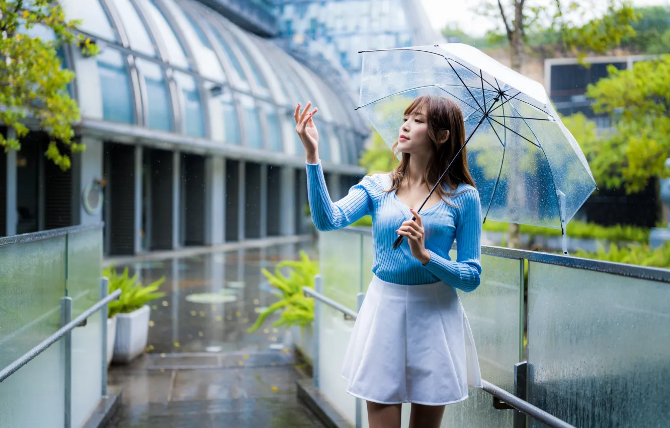 Photo wallpaper umbrella, rain, Asian