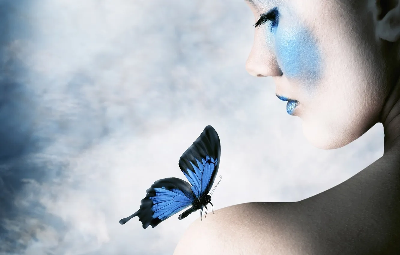 Photo wallpaper girl, butterfly, wallpaper, girl
