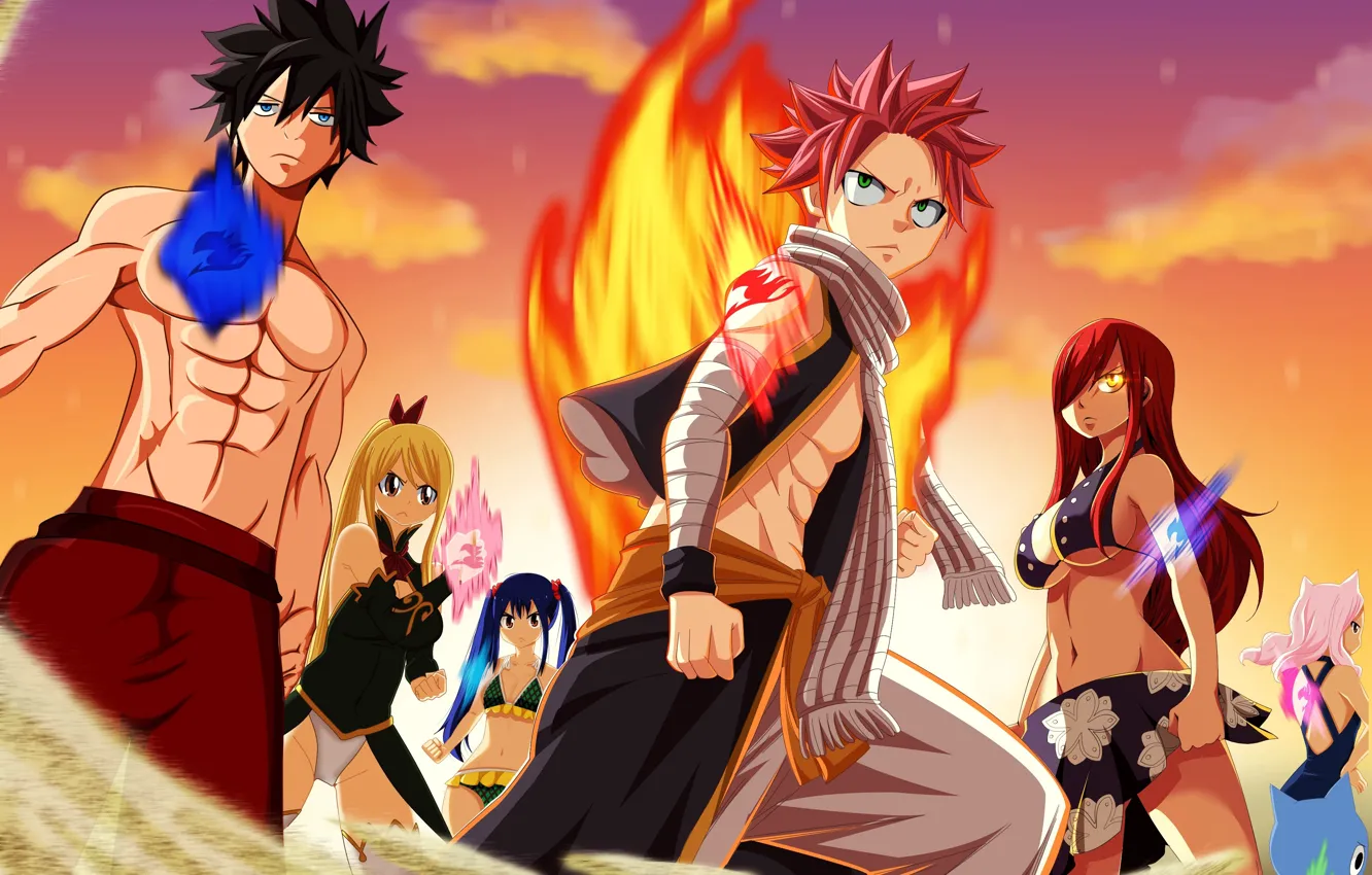 Photo wallpaper fire, flame, game, nothing, anime, cat, pretty, tatoo