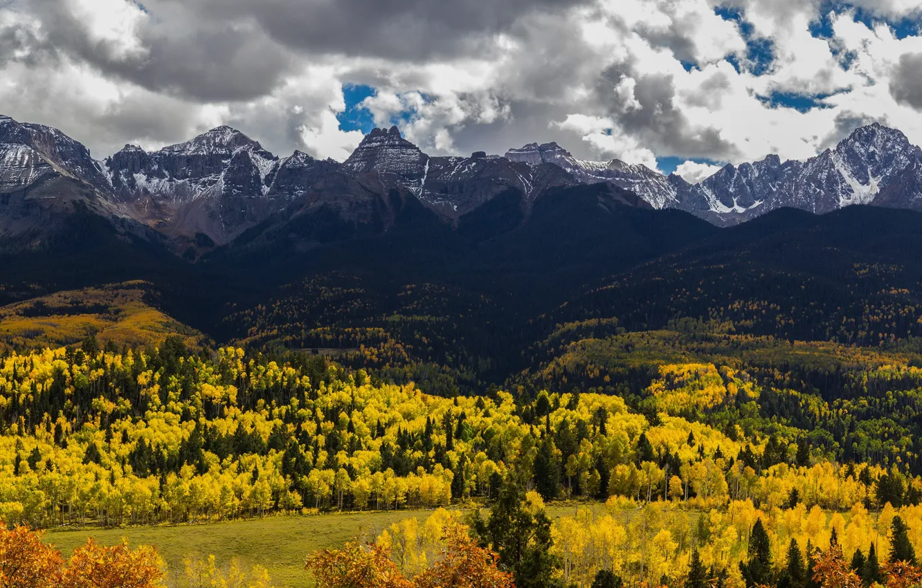 Photo wallpaper autumn, forest, mountains, nature, beauty