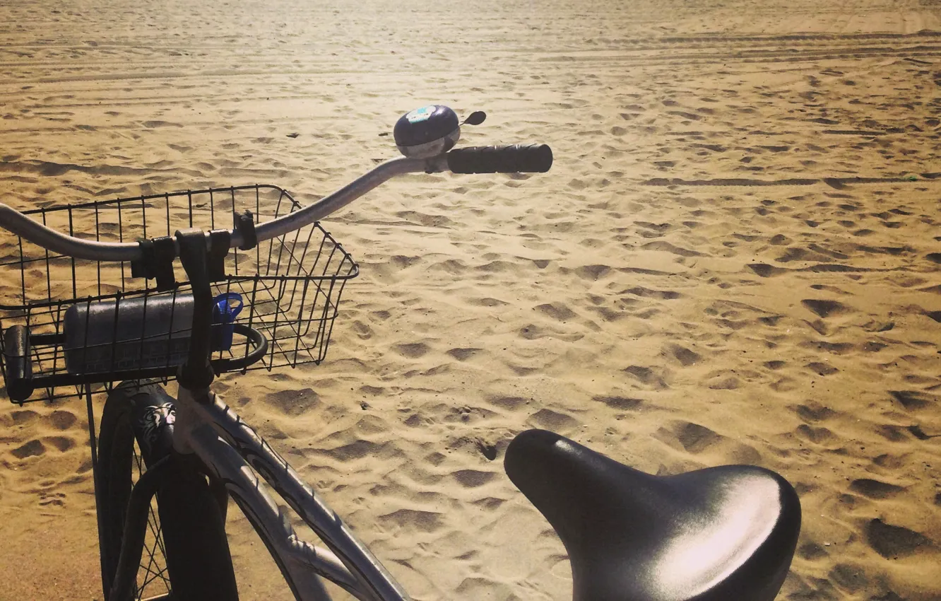 Photo wallpaper sand, beach, bike