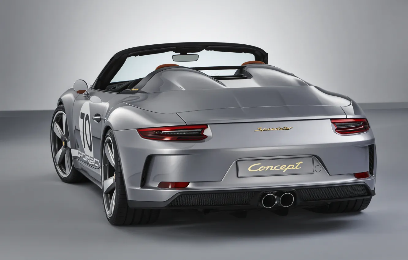 Photo wallpaper Porsche, rear view, 2018, gray-silver, 911 Speedster Concept