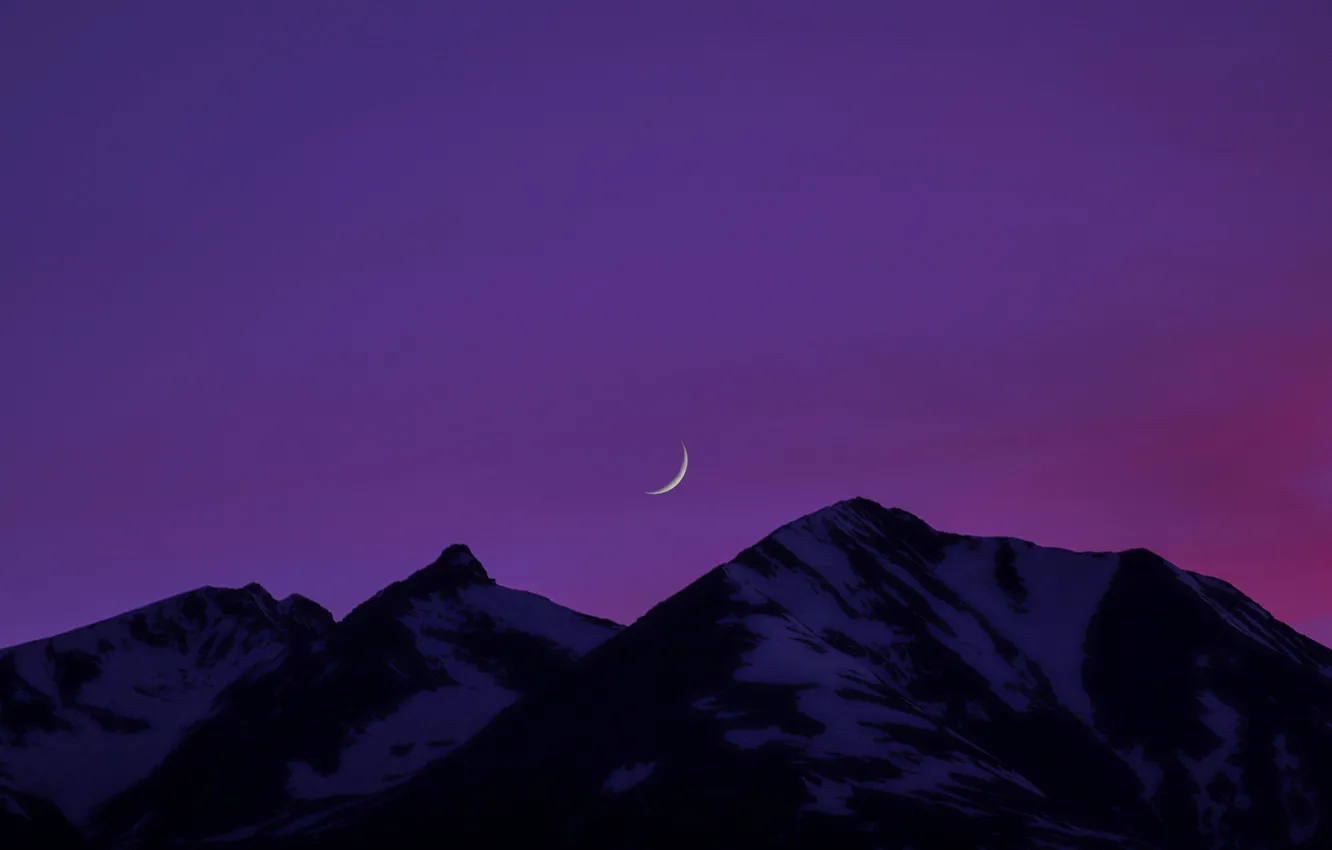 Photo wallpaper the sky, snow, mountains, the moon, Canada, Canada, British Columbia, British Columbia