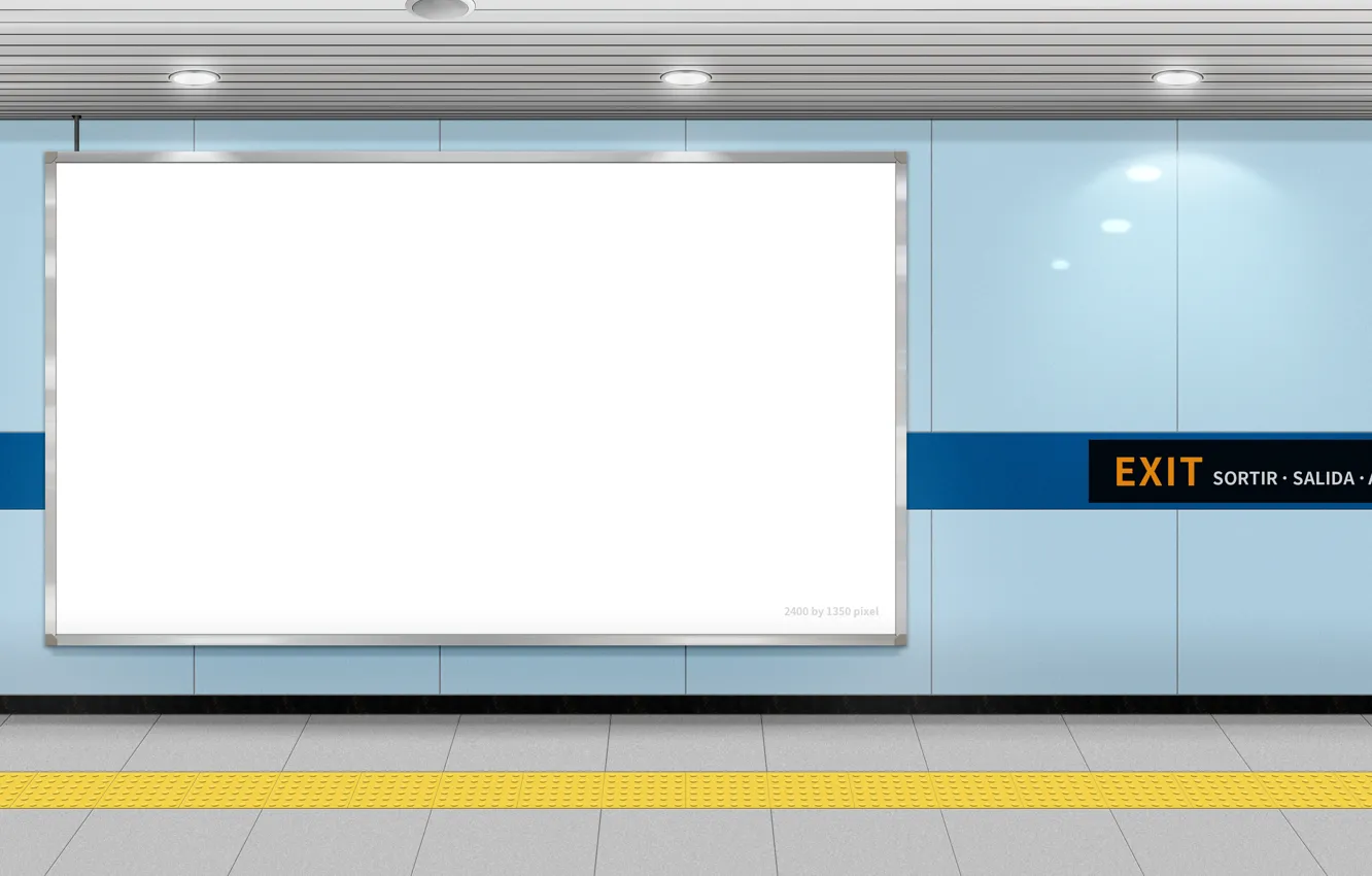 Photo wallpaper Billboard, exit, Subway, template, Passage, free design source