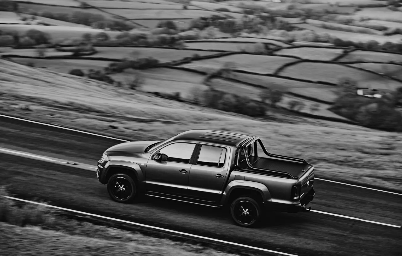 Photo wallpaper Volkswagen, pickup, Amarok, Black Edition, on the road, 2019