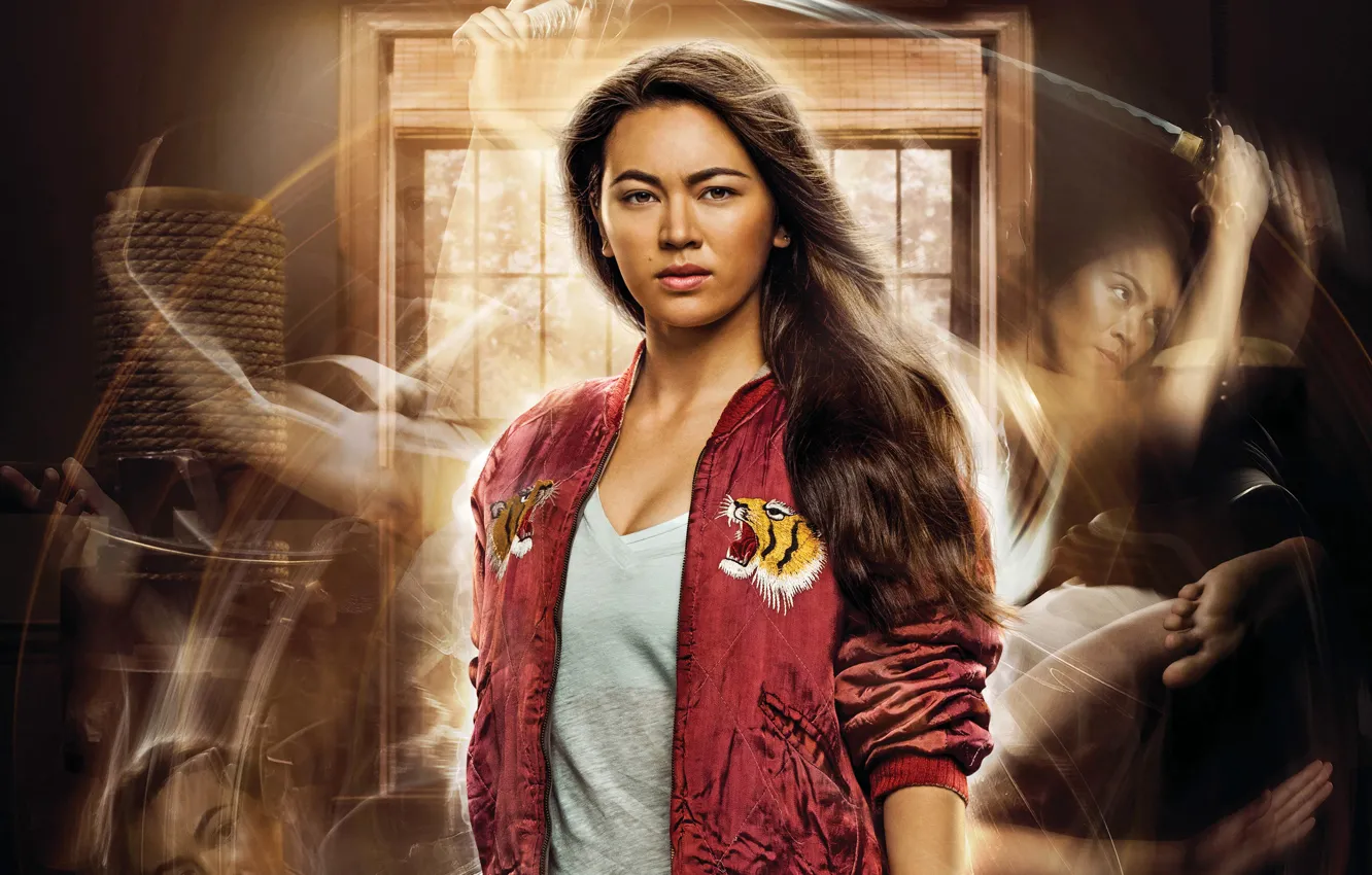 Photo wallpaper girl, red, jacket, the series, brown hair, poster, tv series, Iron Fist