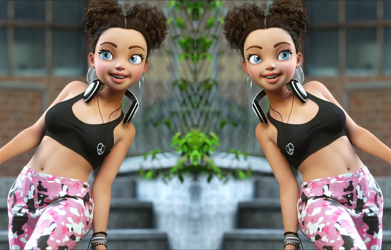 Photo wallpaper art, oops, two, Ladies