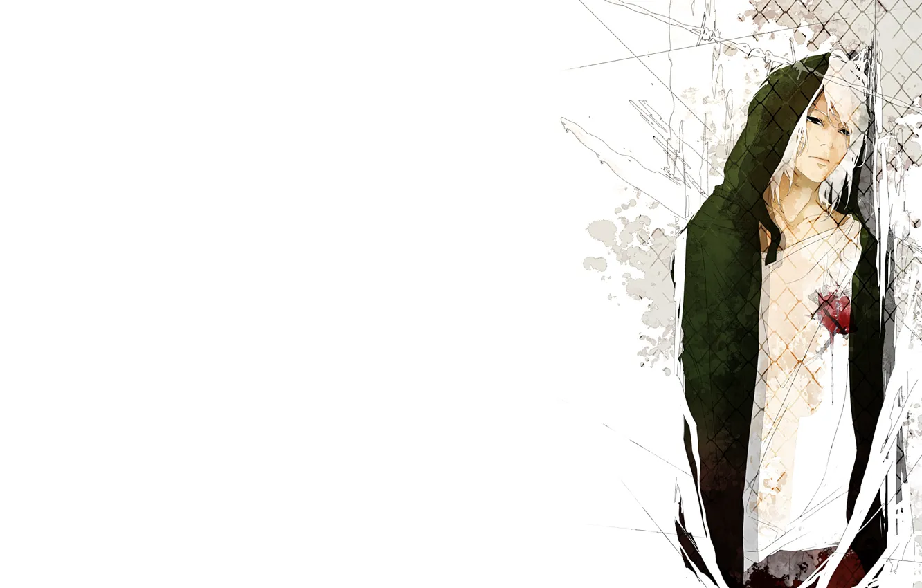 Photo wallpaper heart, hood, guy, art, blonde