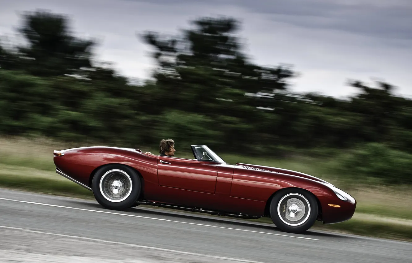 Photo wallpaper road, machine, auto, retro, Wallpaper, speed, Jaguar, cars