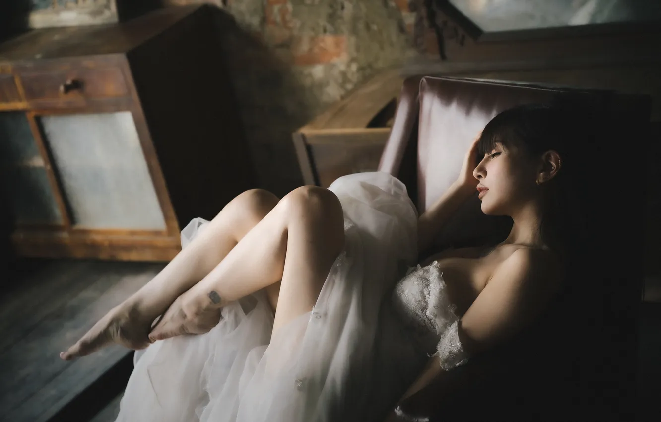 Photo wallpaper girl, pose, Asian