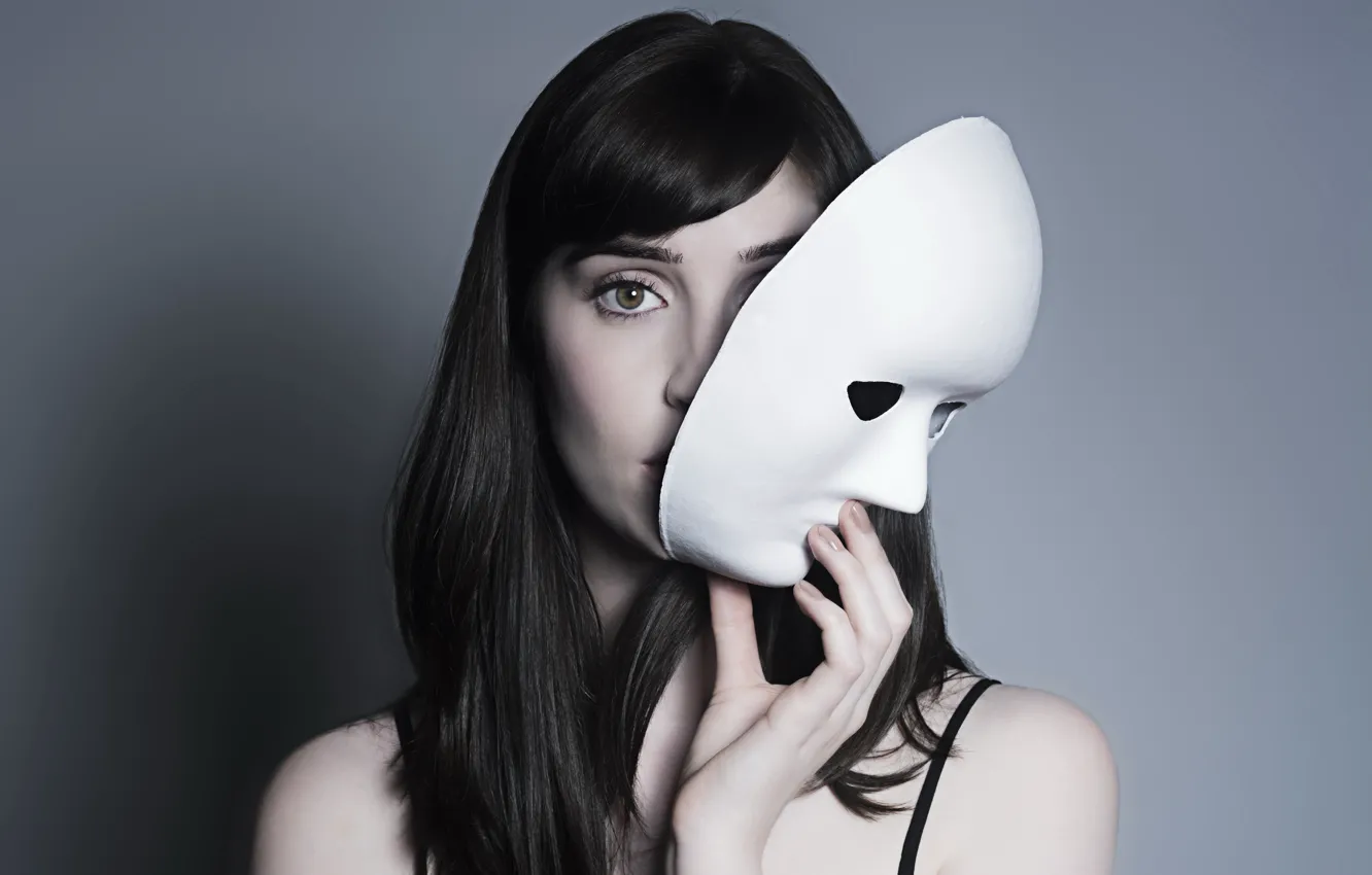 Photo wallpaper girl, portrait, mask