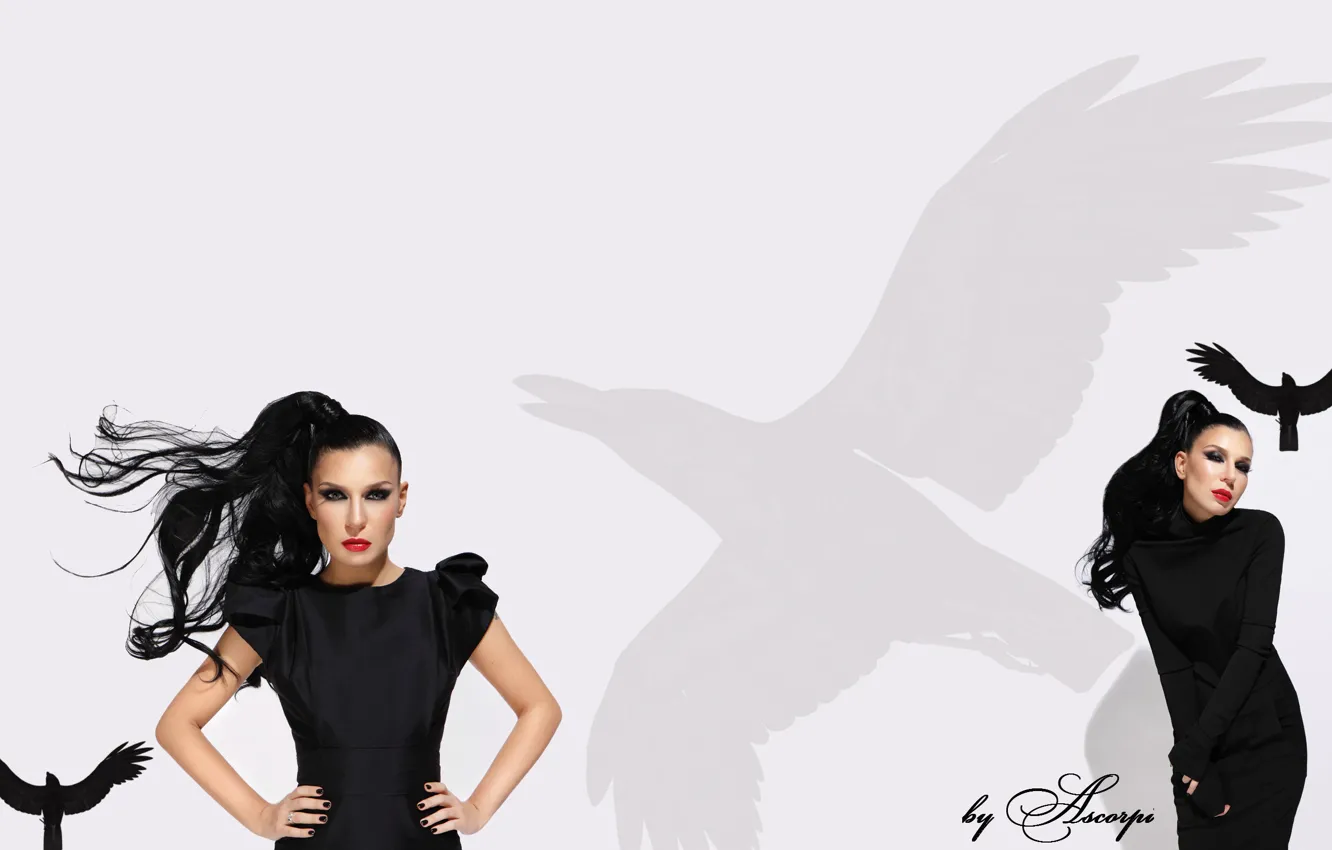 Photo wallpaper white, black, singer, tree, Raven, r'n'b