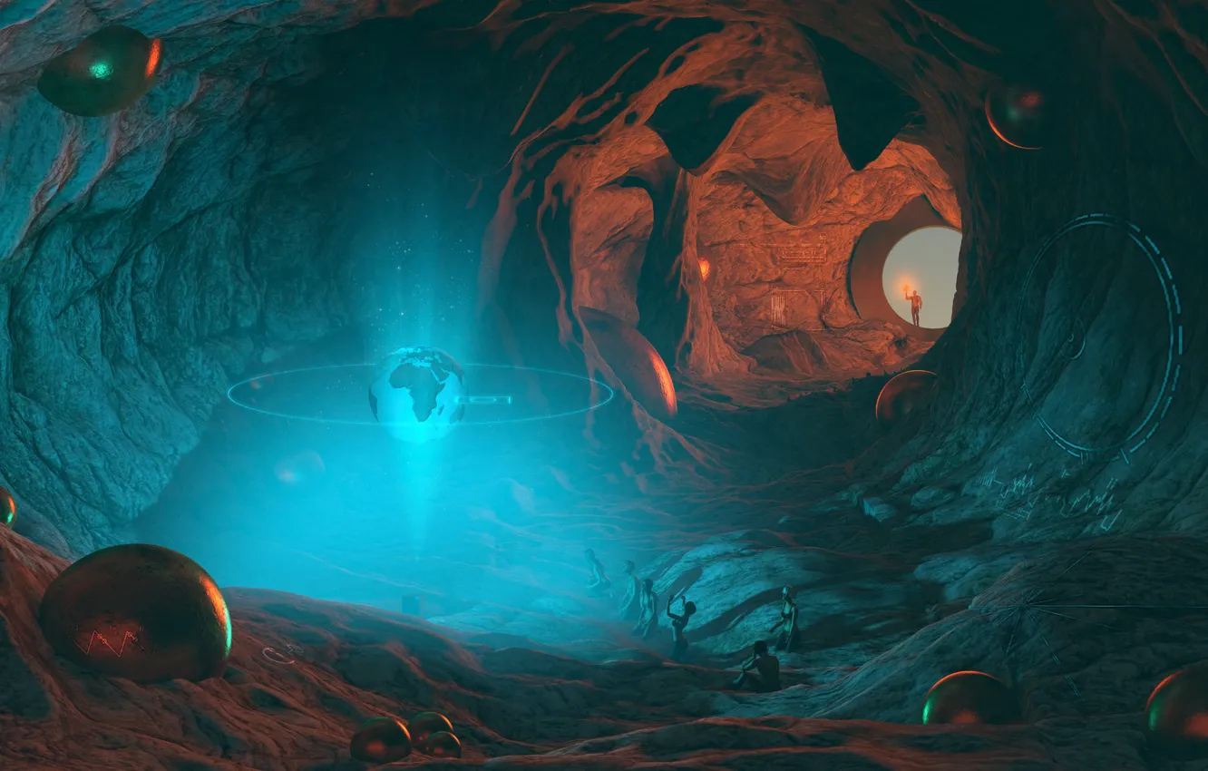 Photo wallpaper people, cave, Temple of Humankind