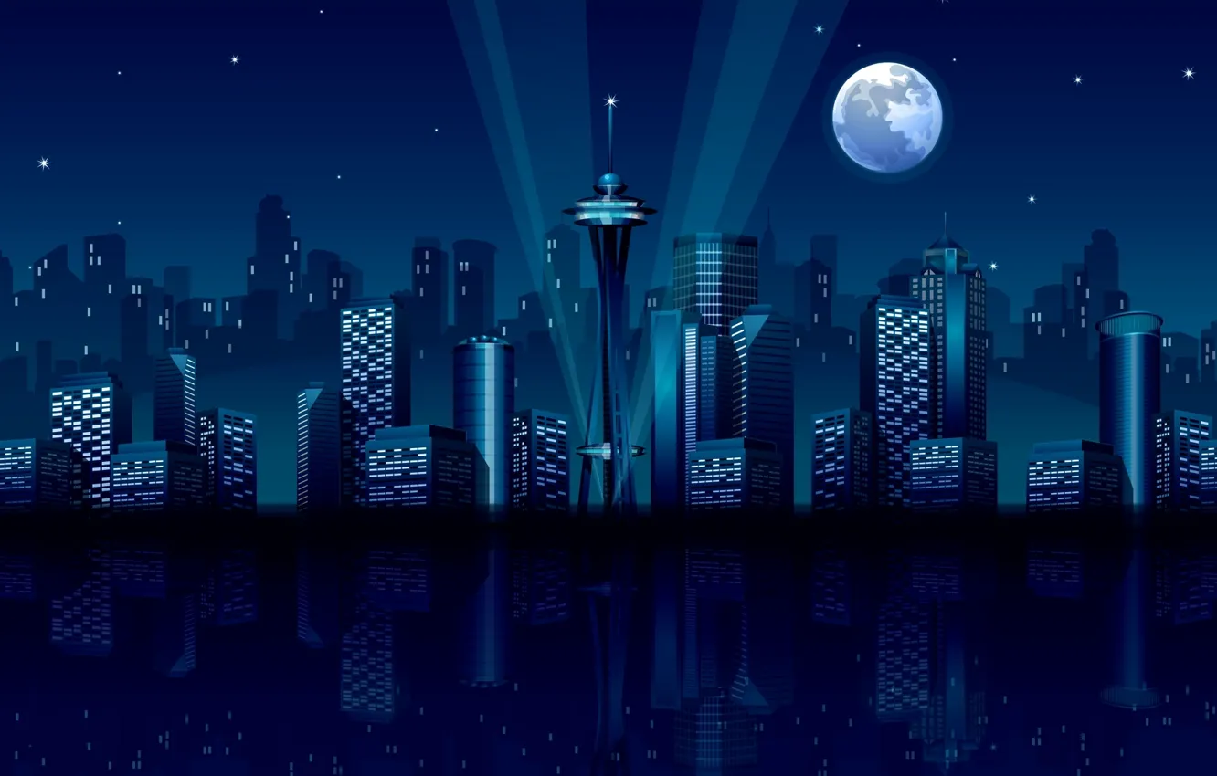 Photo wallpaper vector, graphics, midnight city