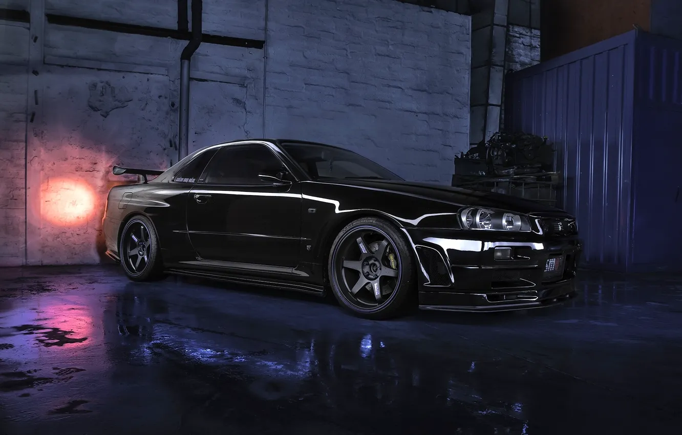 Photo wallpaper black, Nissan, Skyline, Nissan Skyline R34 GTR V