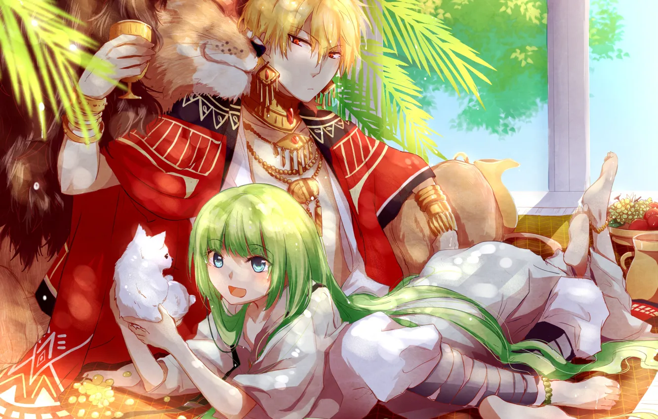 Photo wallpaper animals, romance, Leo, two, Gilgamesh, Fate / Grand Order, The destiny of a great campaign