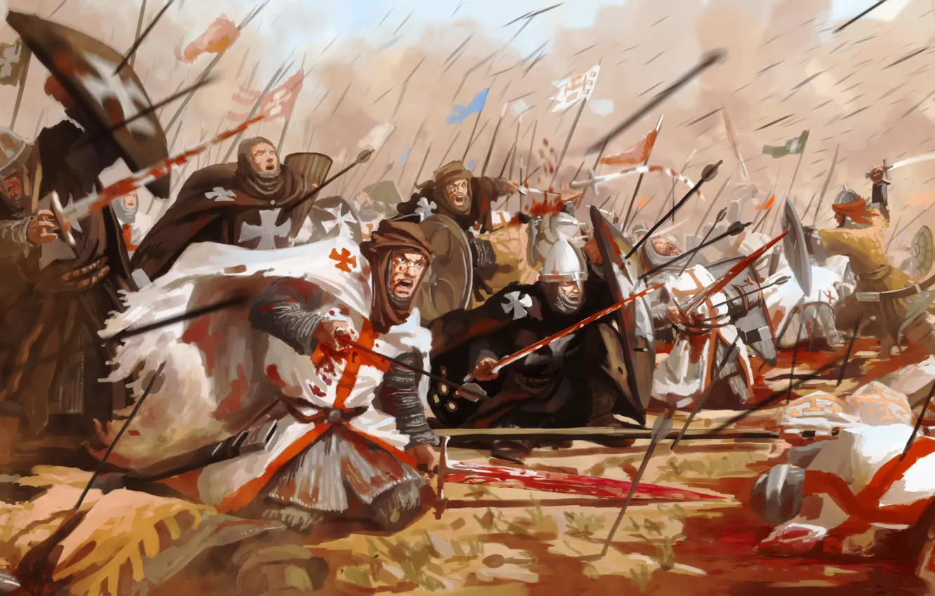 Photo wallpaper battle, the battle, The Templars, The Hospitallers