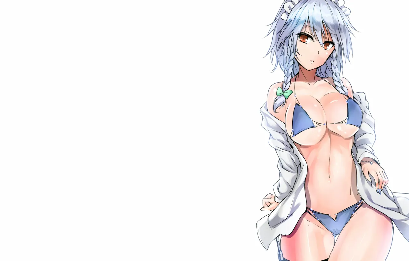 Photo wallpaper girl, sexy, lingerie, Cameltoe, bra, cleavage, panties, thighhighs