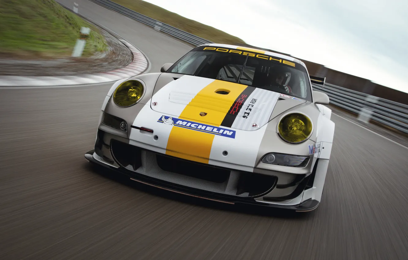 Photo wallpaper lights, speed, Porsche, track, GT3