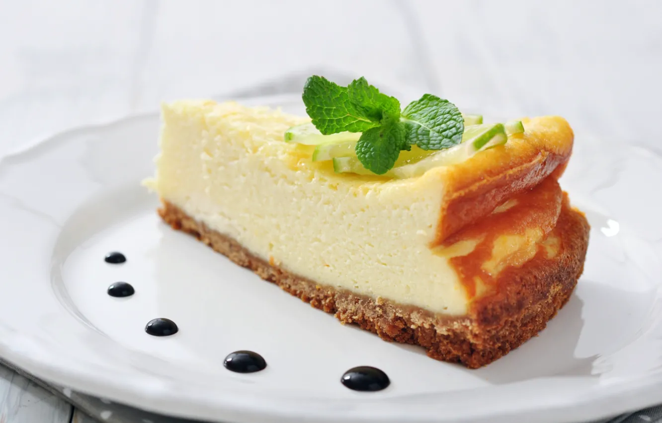 Photo wallpaper mint, cheese, cheesecake