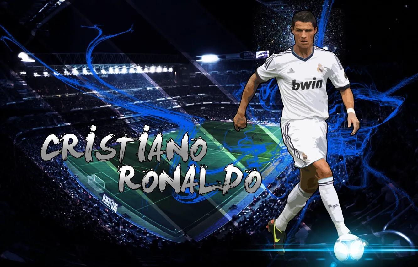 Photo wallpaper wallpaper, sport, Cristiano Ronaldo, stadium, football, Santiago Bernabeu, player, Real Madrid CF
