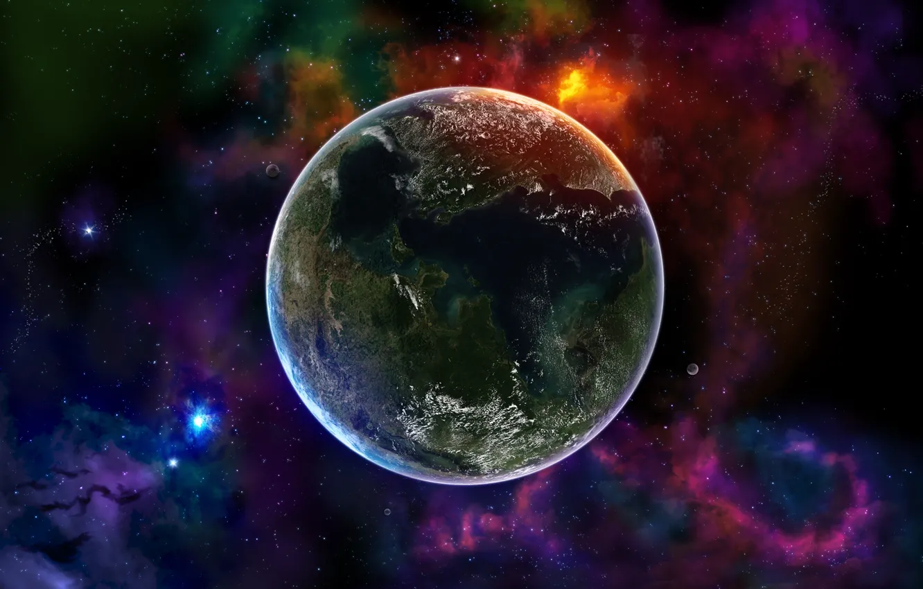 Photo wallpaper Planet, Space, Earth, Color, Stars