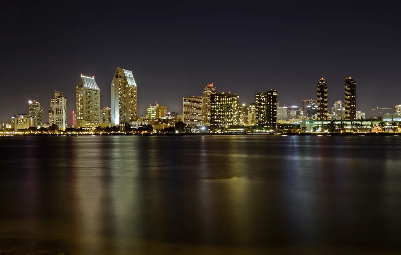 Photo wallpaper night, lights, San Diego