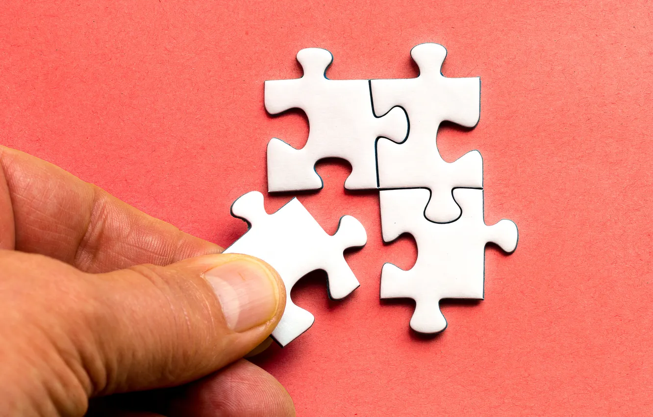 Photo wallpaper white, puzzle, fingers
