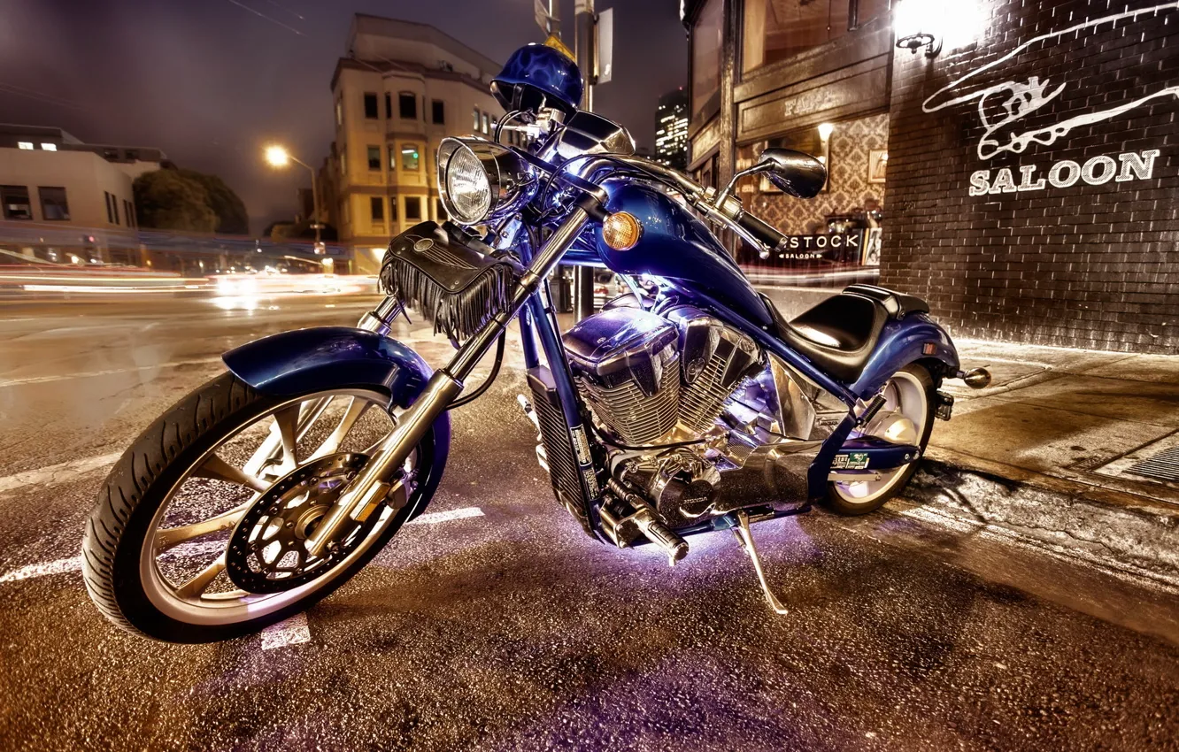 Photo wallpaper the city, Moto, the evening, Parking, honda, salon, mottsikl