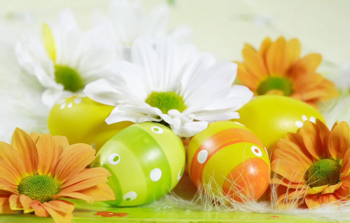 Photo wallpaper flowers, eggs, Easter, Easter eggs