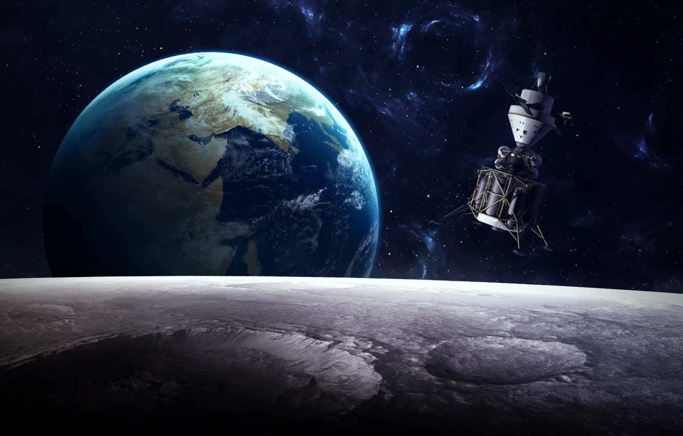 Photo wallpaper planet, sci fi, satelite