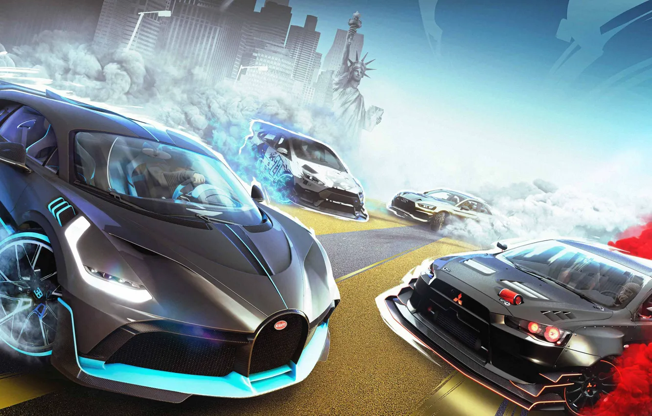 Photo wallpaper machine, the city, dust, the statue of liberty, The Crew 2