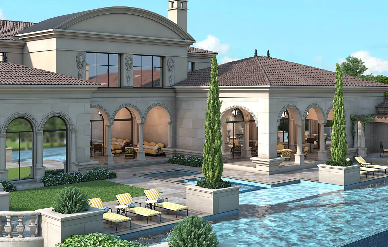 Photo wallpaper Villa, pool, architecture, projects, Austin – To Be Built, Villa La Dolce