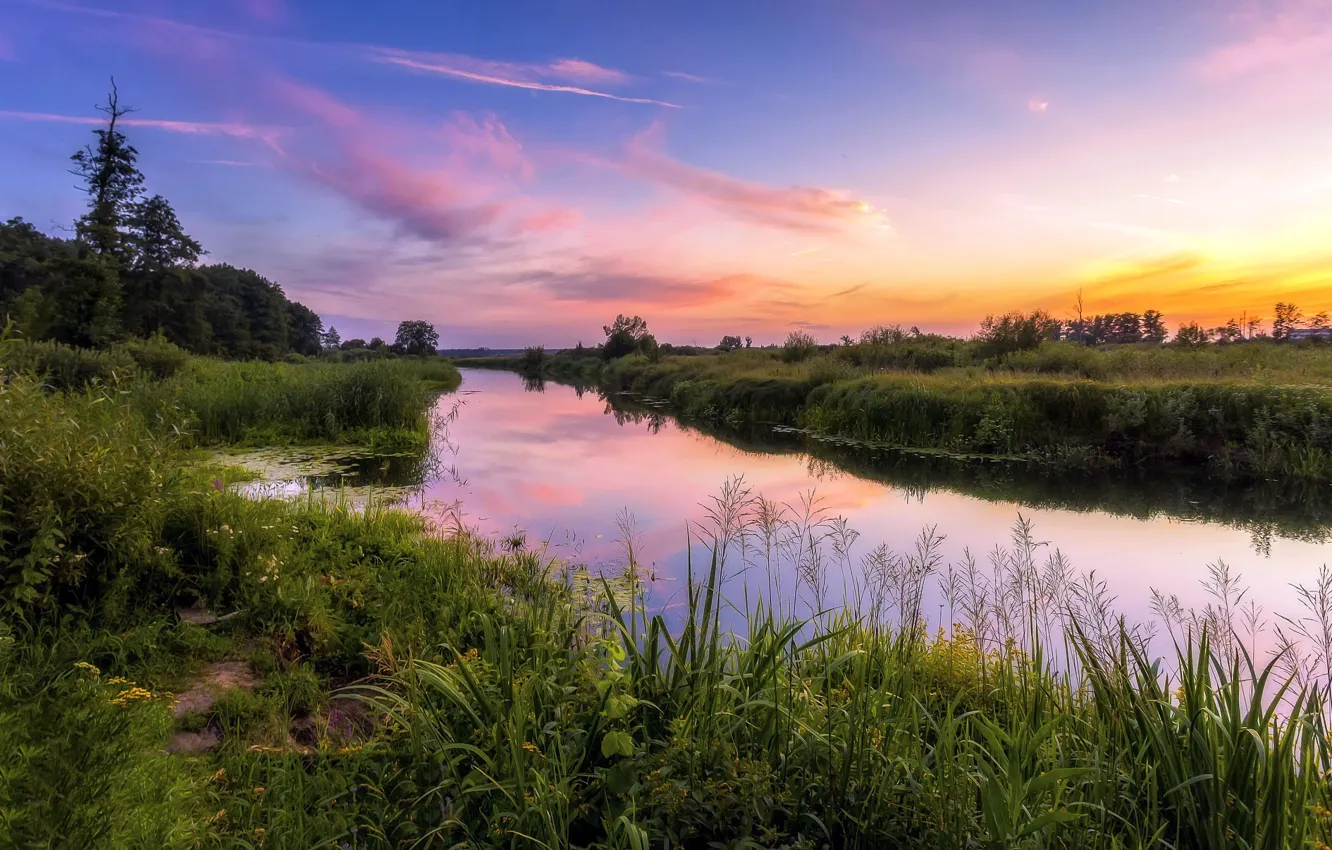 Photo wallpaper summer, sunset, river