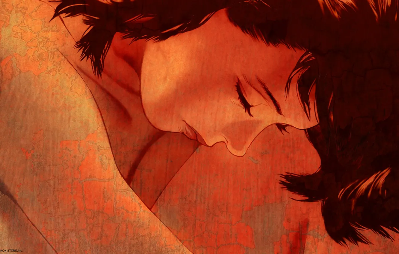 Photo wallpaper face, profile, art, closed eyes, Satoshi Kon