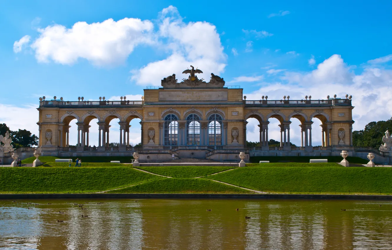 Photo wallpaper the sky, water, Park, Austria, Palace, Vienna, Schönbrunn