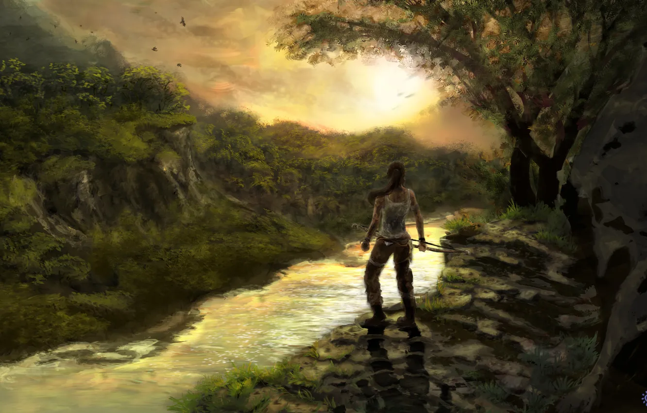 Photo wallpaper forest, girl, Lara Croft, tomb_raider