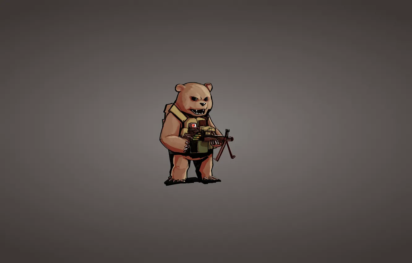 Wallpaper weapons, minimalism, bear, machine gun, sight, bear for