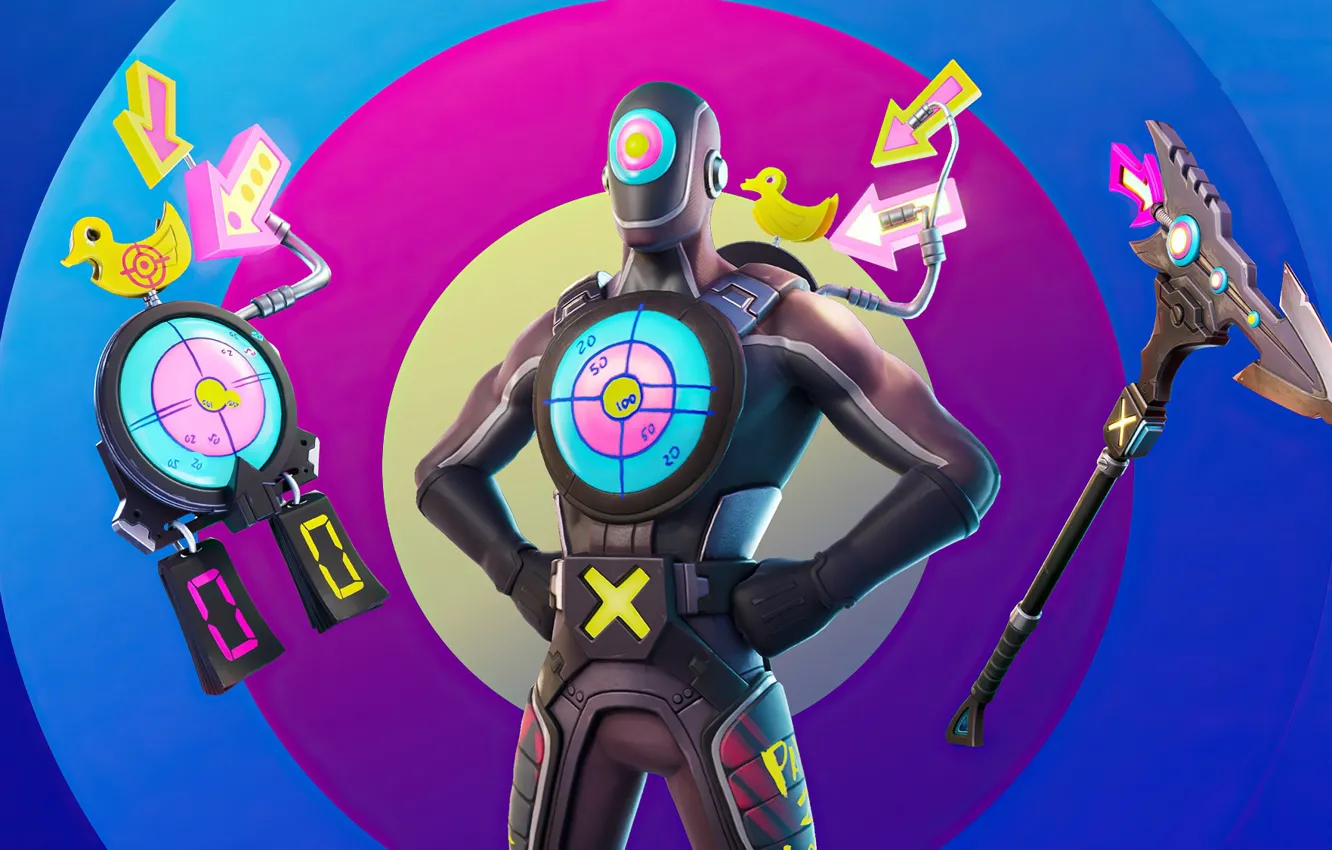 Photo wallpaper weapons, guy, target, Fortnite